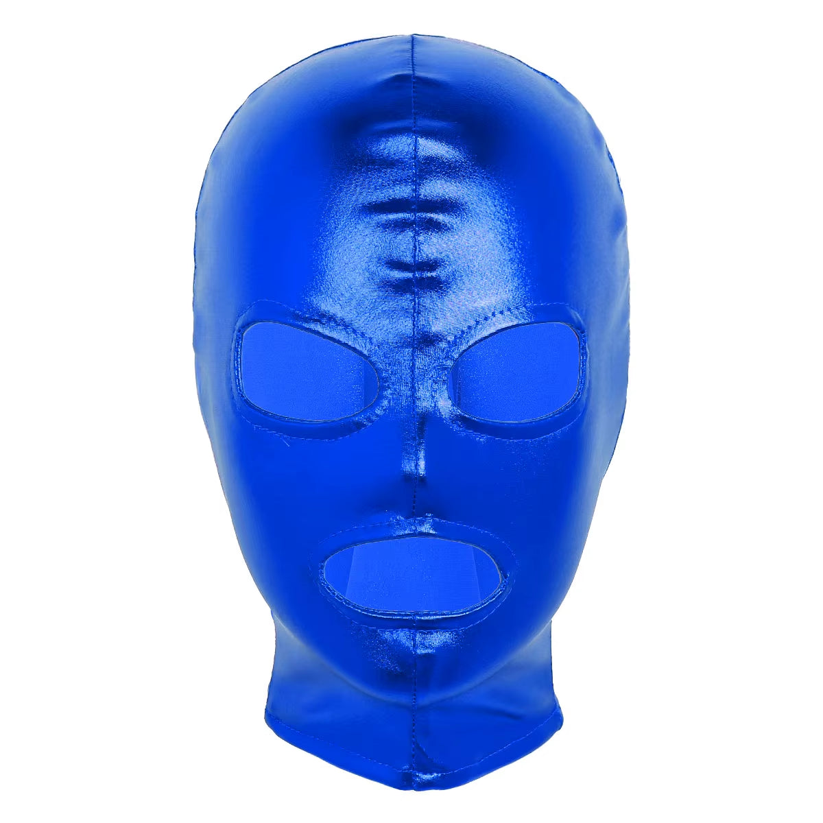 Unisex Latex Mask Men Women Cosplay Face Mask Shiny Metallic Open Eyes and Mouth Headgear Full Face Mask Hood Role Play Costume