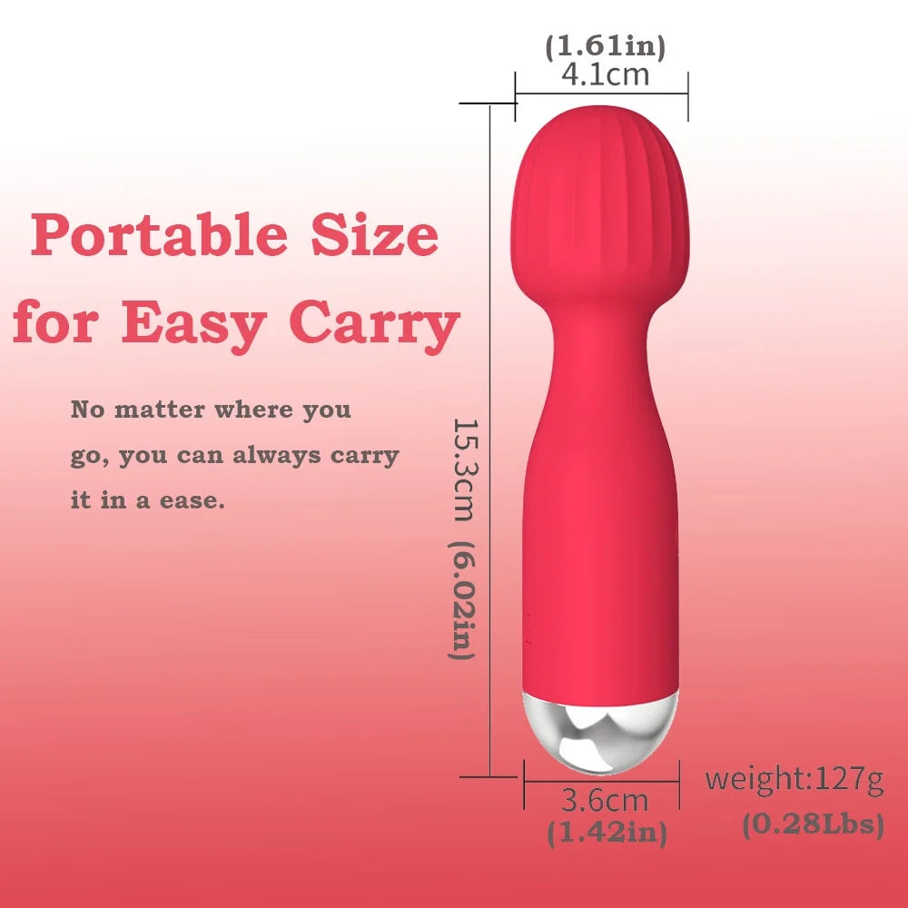 Mini Vibrators Wand Massagers for Women, Clitoral G Spot Vibrators for Female, Adult Toys for Lovers Partner Play, Red