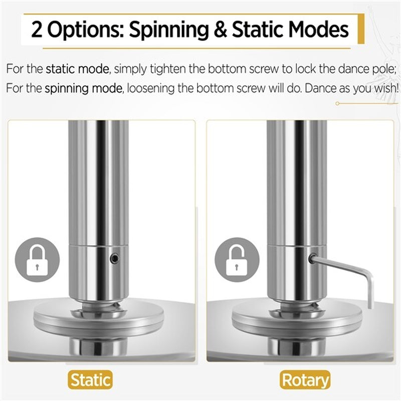 Dance Pole Portable Static Spinning Exercise Stripper Pole Height Adjustable