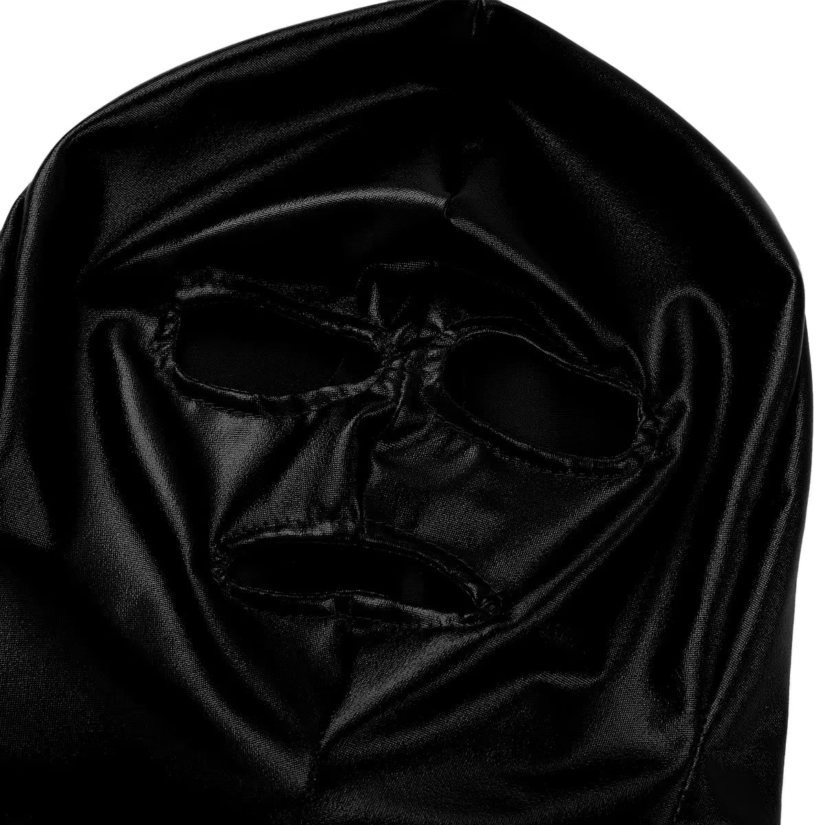 Unisex Latex Mask Men Women Cosplay Face Mask Shiny Metallic Open Eyes and Mouth Headgear Full Face Mask Hood Role Play Costume