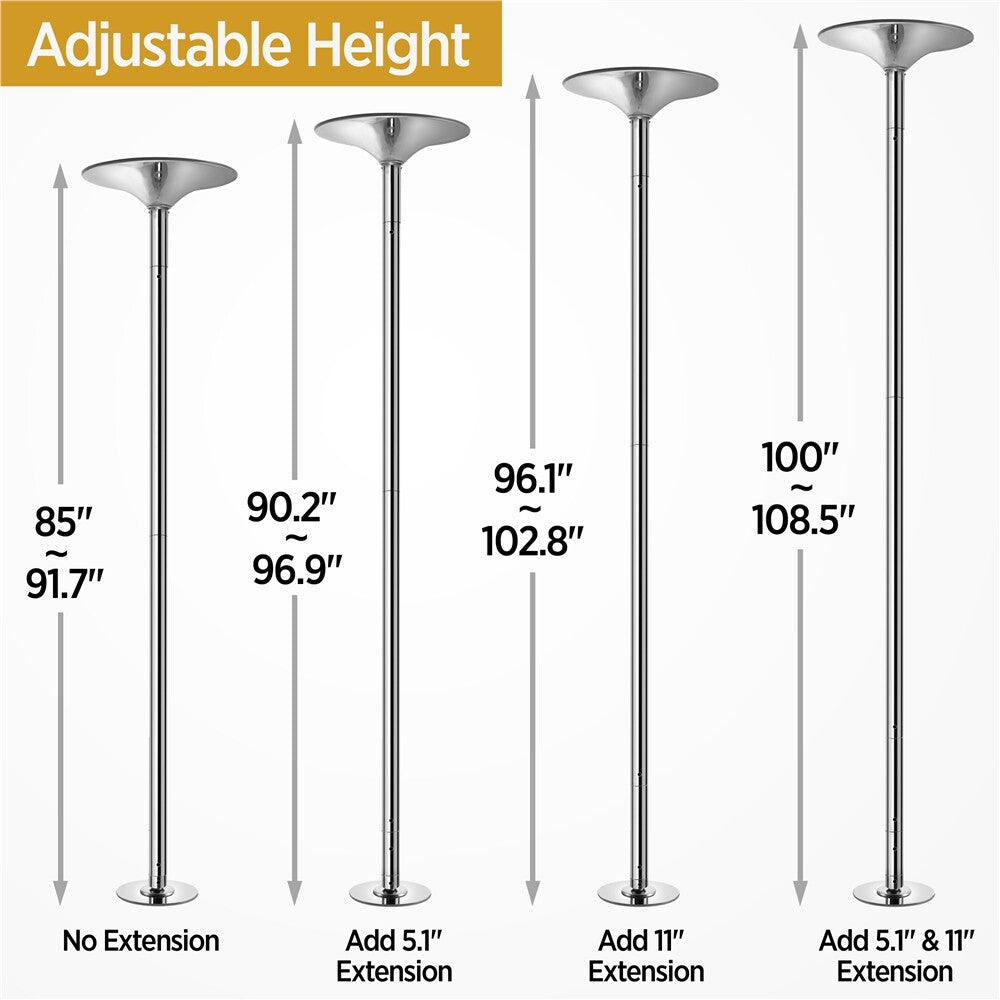 Dance Pole Portable Static Spinning Exercise Stripper Pole Height Adjustable