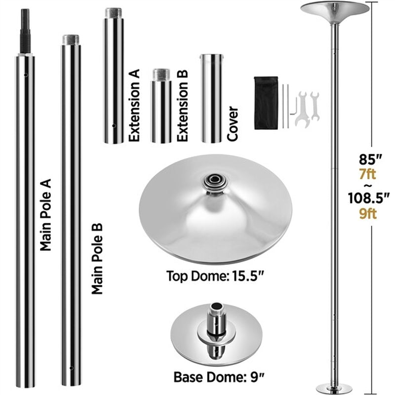 Dance Pole Portable Static Spinning Exercise Stripper Pole Height Adjustable