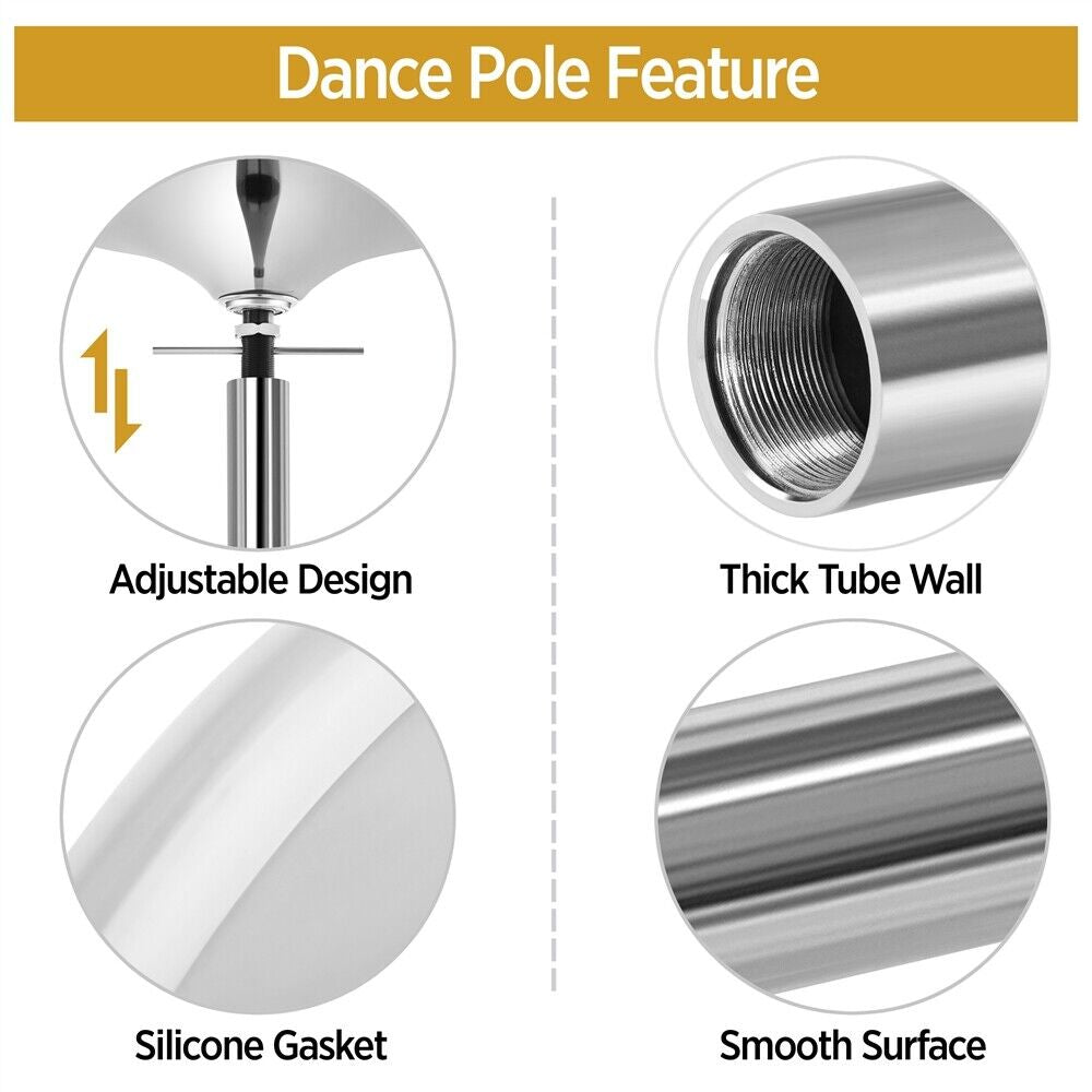 Dance Pole Portable Static Spinning Exercise Stripper Pole Height Adjustable