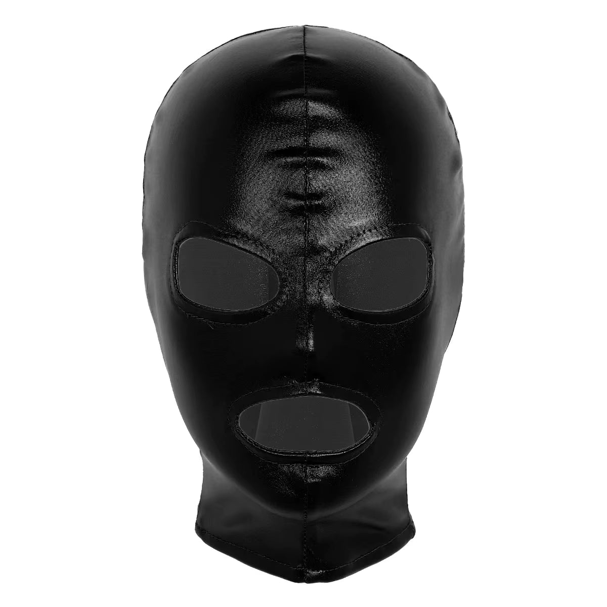 Unisex Latex Mask Men Women Cosplay Face Mask Shiny Metallic Open Eyes and Mouth Headgear Full Face Mask Hood Role Play Costume