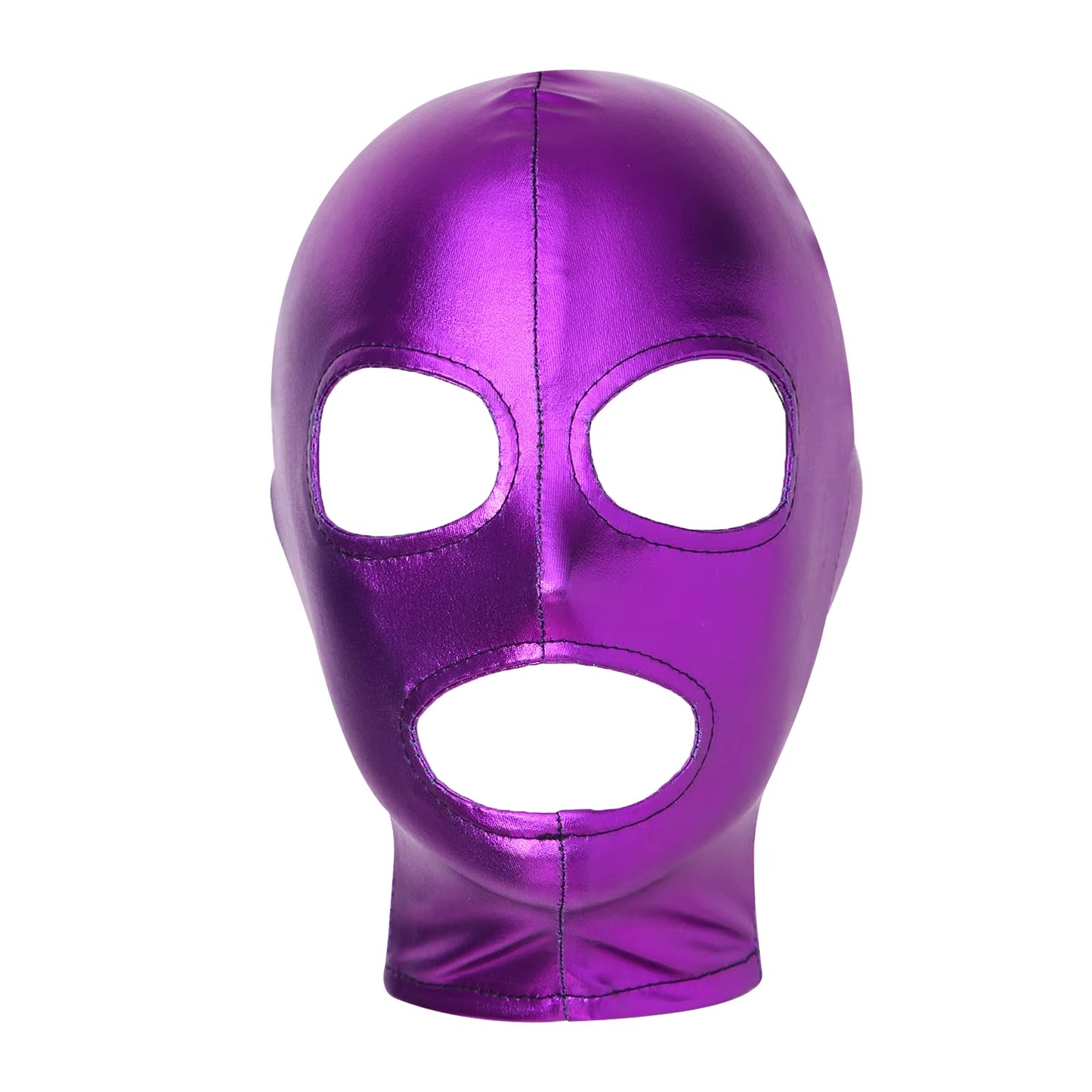Unisex Latex Mask Men Women Cosplay Face Mask Shiny Metallic Open Eyes and Mouth Headgear Full Face Mask Hood Role Play Costume