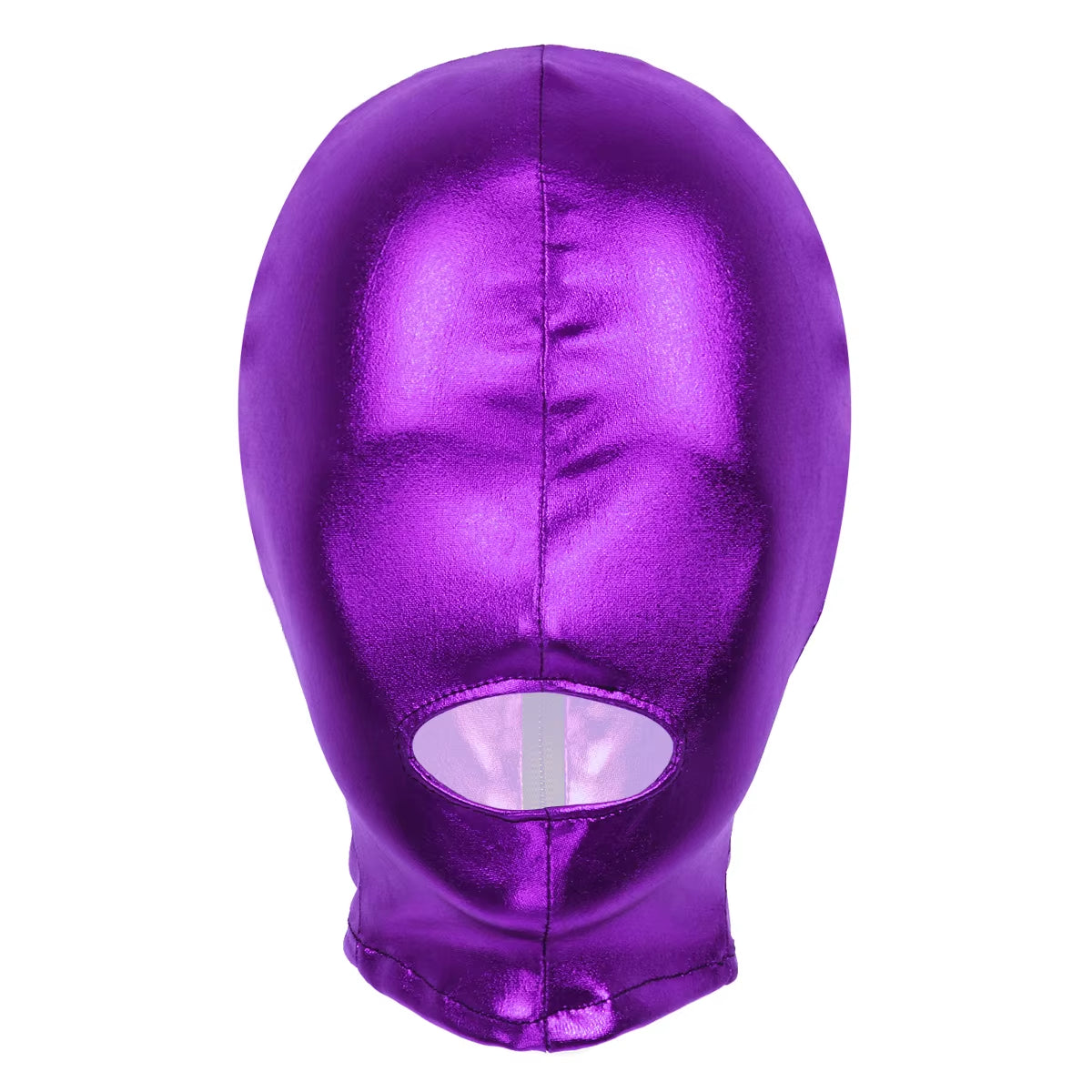 Unisex Latex Mask Men Women Cosplay Face Mask Shiny Metallic Open Eyes and Mouth Headgear Full Face Mask Hood Role Play Costume