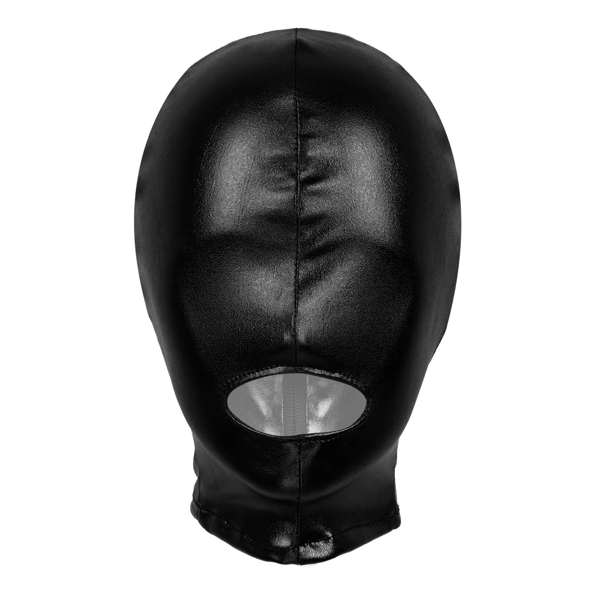 Unisex Latex Mask Men Women Cosplay Face Mask Shiny Metallic Open Eyes and Mouth Headgear Full Face Mask Hood Role Play Costume