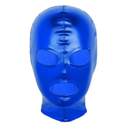 Unisex Latex Mask Men Women Cosplay Face Mask Shiny Metallic Open Eyes and Mouth Headgear Full Face Mask Hood Role Play Costume