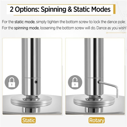 Dance Pole Portable Static Spinning Exercise Stripper Pole Height Adjustable